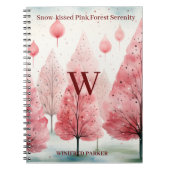 Carnet Monogramme de sérénité de la forêt d'hiver rose ba (Devant)