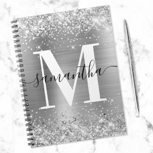 Carnet Monogramme de signature pailleté et argenté