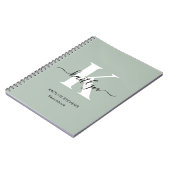 Carnet Monogramme de style moderne vert sauge (Côté gauche)