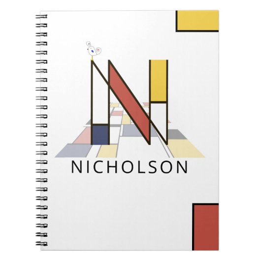Carnet Monogramme de style néoplasticisme unique. Lettre (Devant)