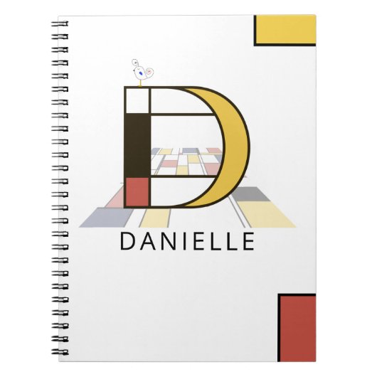Carnet Monogramme de style néoplastique unique. Lettre D (Devant)