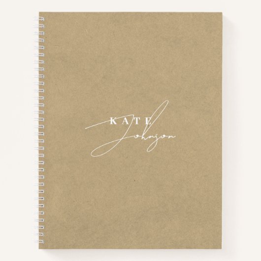 Carnet Monogramme de style rustique kraft signature scrip (Devant)