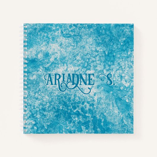Carnet Monogramme de texture de corail blanc et bleu ciel (Devant)