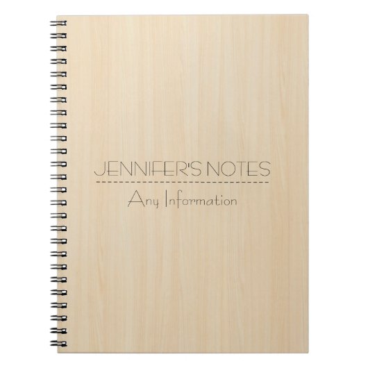Carnet Monogramme de texture de grain de bois (Devant)
