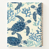 Carnet Monogramme de tortues marines bleues et crémeuses (Dos)