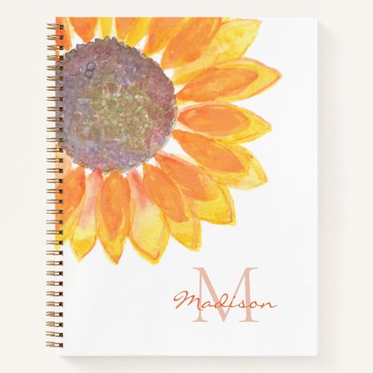 Carnet Monogramme de tournesol (Devant)