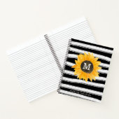 Carnet Monogramme de tournesol noir moderne (Intérieur)