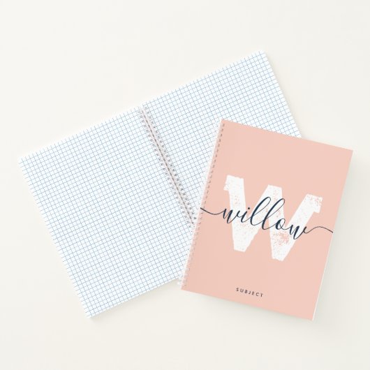 Carnet Monogramme de typographie de script rose pâle de l (Intérieur)