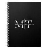 Carnet Monogramme de typographie moderne noir (Devant)