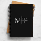 Carnet Monogramme de typographie moderne noir