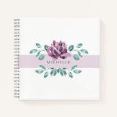 Carnet Monogramme de verdure de fleurs violettes (Devant)