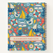 Carnet Monogramme de vie marine mignonne (Dos)