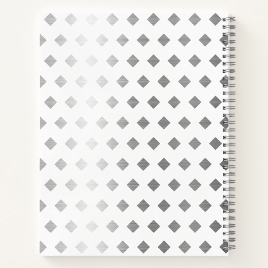 Carnet Monogramme décoratif gris argenté blanc diamant (Dos)
