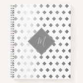 Carnet Monogramme décoratif gris argenté blanc diamant (Devant)