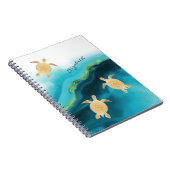 Carnet Monogramme d'encre Turquoise Tribal de Tortue d'or (Côté Droit)