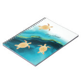Carnet Monogramme d'encre Turquoise Tribal de Tortue d'or (Côté gauche)