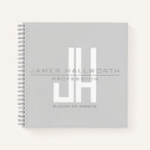 Carnet Monogramme d'entreprise moderne | Gris (Devant)