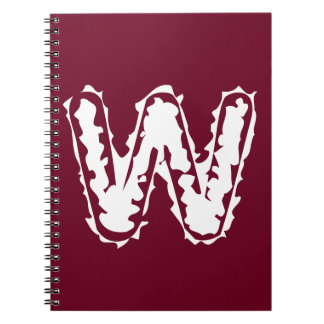 Carnet Monogramme déplaisant blanc sur rouge