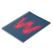 Carnet Monogramme déplaisant rouge sur bleu (Côté gauche)