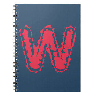 Carnet Monogramme déplaisant rouge sur bleu