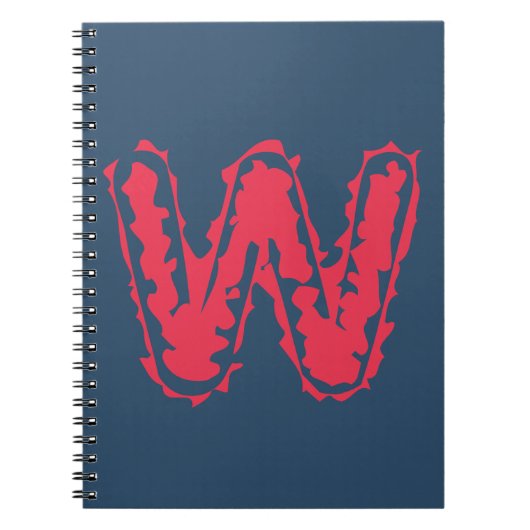 Carnet Monogramme déplaisant rouge sur bleu (Devant)