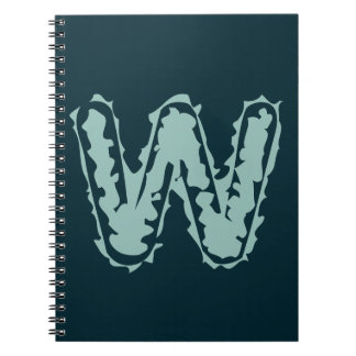 Carnet Monogramme déplaisant vert à la menthe sur bleu pr
