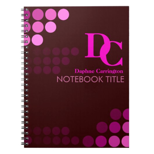 Carnet Monogramme des points roses funky de Bourgo (Devant)