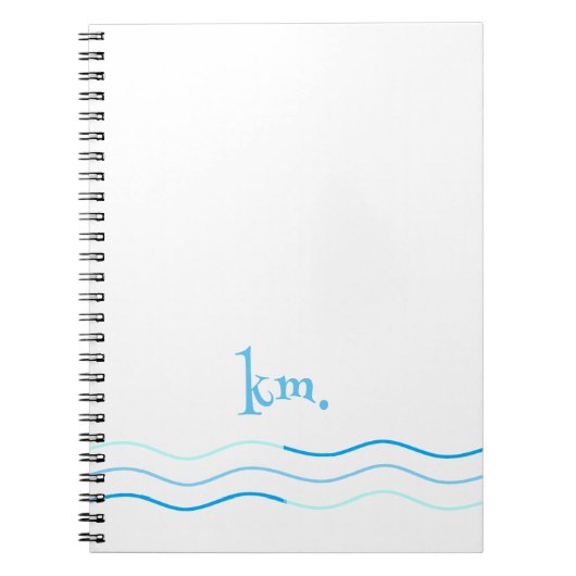 Carnet Monogramme des vagues bleues (Devant)