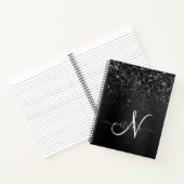 Carnet Monogramme d'étincelle à Parties scintillant noire (Intérieur)