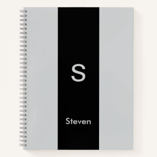 Carnet Monogramme deux tons moderne noir et gris