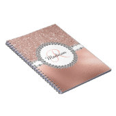 Carnet Monogramme Diamant Pailleté Glam Rose Gold (Côté Droit)