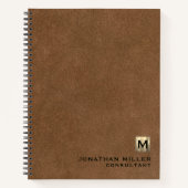 Carnet Monogramme d'impression en cuir Brown (Devant)