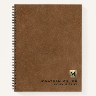 Carnet Monogramme d'impression en cuir Brown