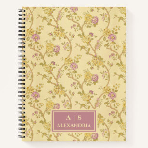 Carnet Monogramme d'impression florale vintage