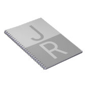 Carnet Monogramme d'initiales modernes Gris clair et Gris (Côté Droit)