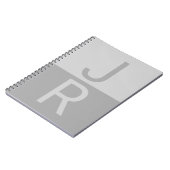 Carnet Monogramme d'initiales modernes Gris clair et Gris (Côté gauche)