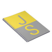 Carnet Monogramme d'initiales modernes jaune et gris (Côté Droit)