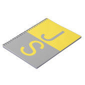 Carnet Monogramme d'initiales modernes jaune et gris (Côté gauche)