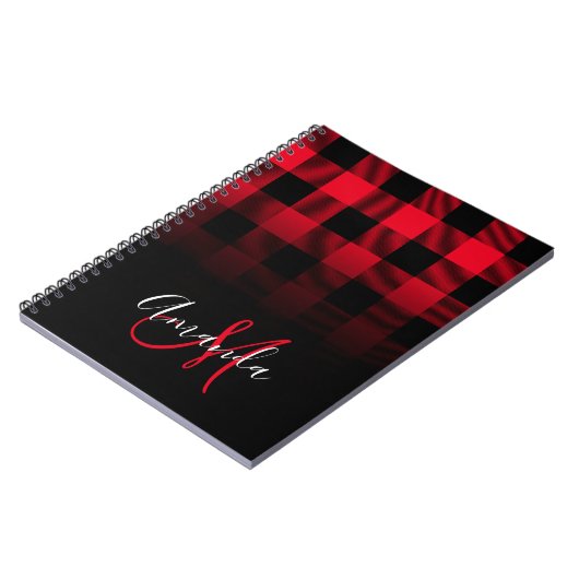 Carnet Monogramme d'ombre de Buffle rouge et noir (Côté gauche)