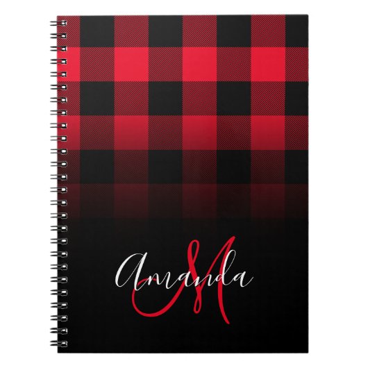 Carnet Monogramme d'ombre de Buffle rouge et noir (Devant)