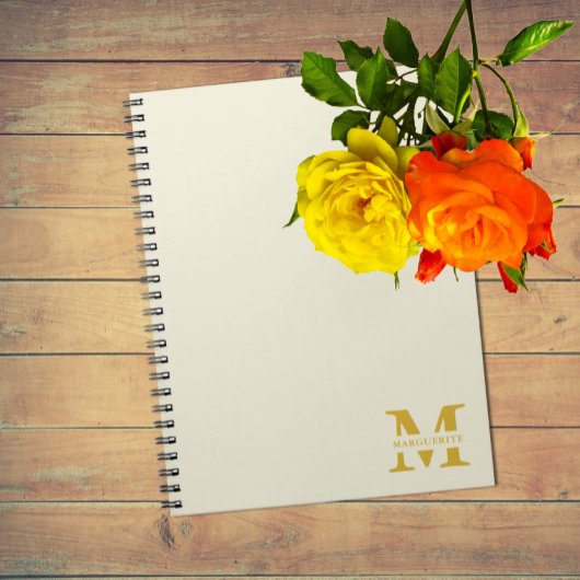 Carnet Monogramme d'or beige neutre