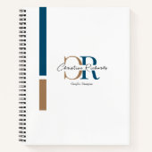 Carnet Monogramme d'or bleu simple (Devant)