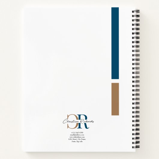 Carnet Monogramme d'or bleu simple (Dos)