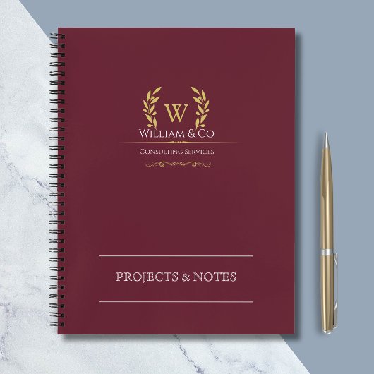 Carnet Monogramme d'or de la couronne de laurier classiqu