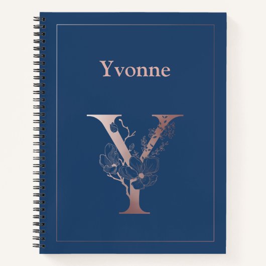 Carnet Monogramme d'or du Rose personnalisé Y initial (Devant)