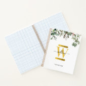 Carnet Monogramme d'or Elégant Eucalyptus Verdure & Oisea (Intérieur)
