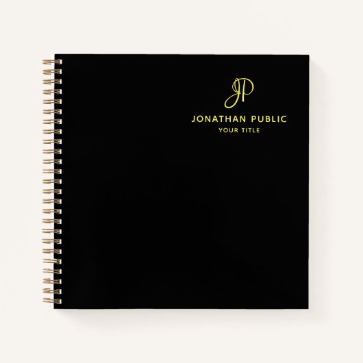 Carnet Monogramme d'or manuscrit Modèle initial Élégant (Devant)