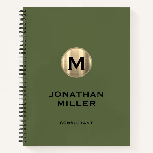 Carnet Monogramme d'or métallique professionnel (Devant)