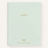 Carnet Monogramme d'or moderne Sage Green (Devant)