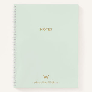Carnet Monogramme d'or moderne Sage Green